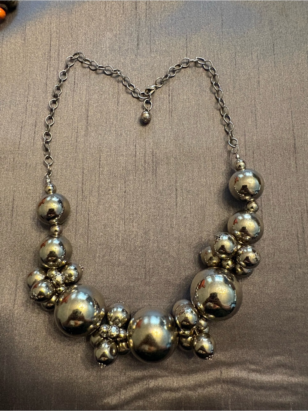 Fashion Statement Women’s Metallic Bubble Necklace - Silver